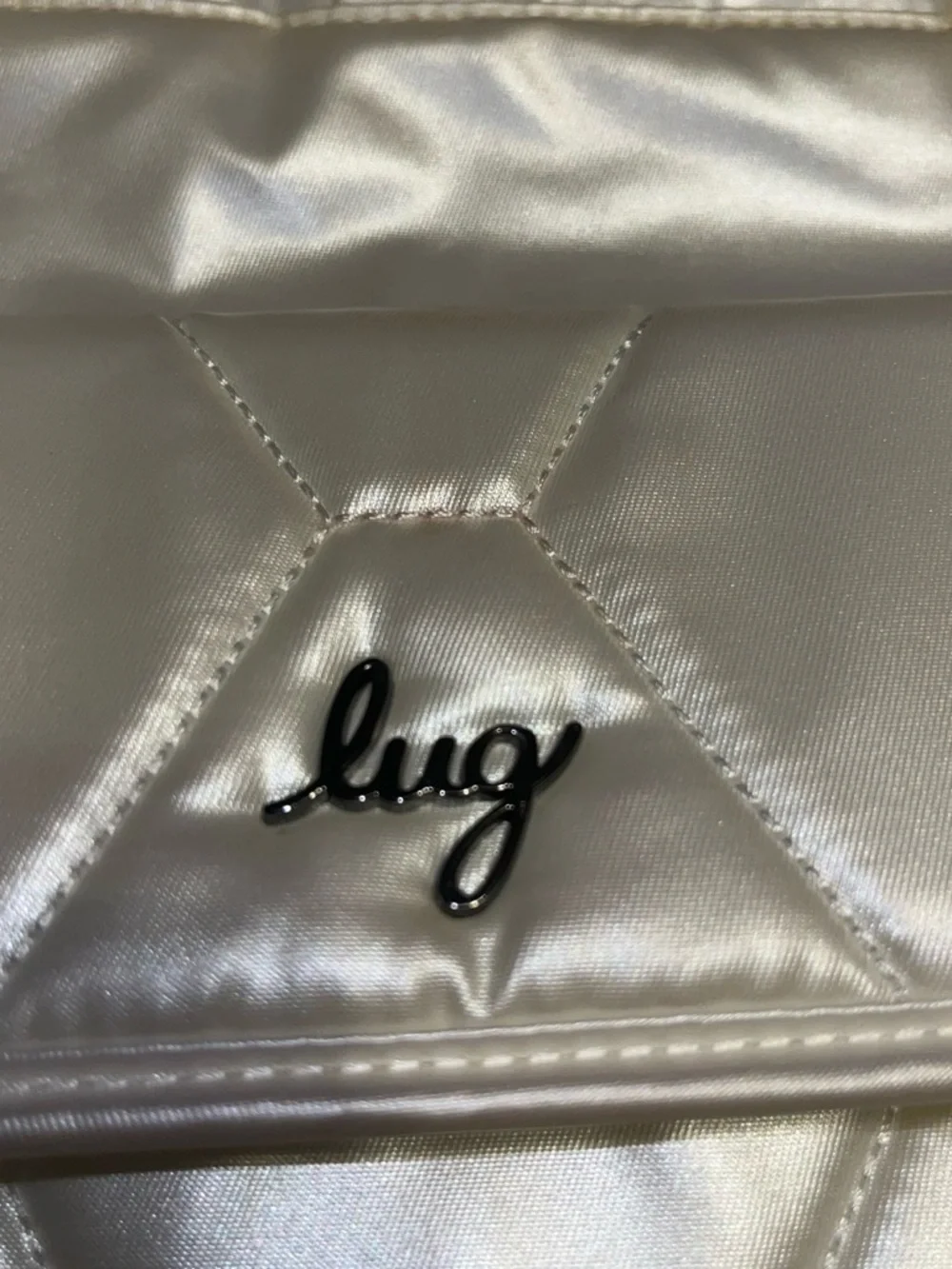 lug Pearl Quilted Cosmetic Pouch with Logo Flap